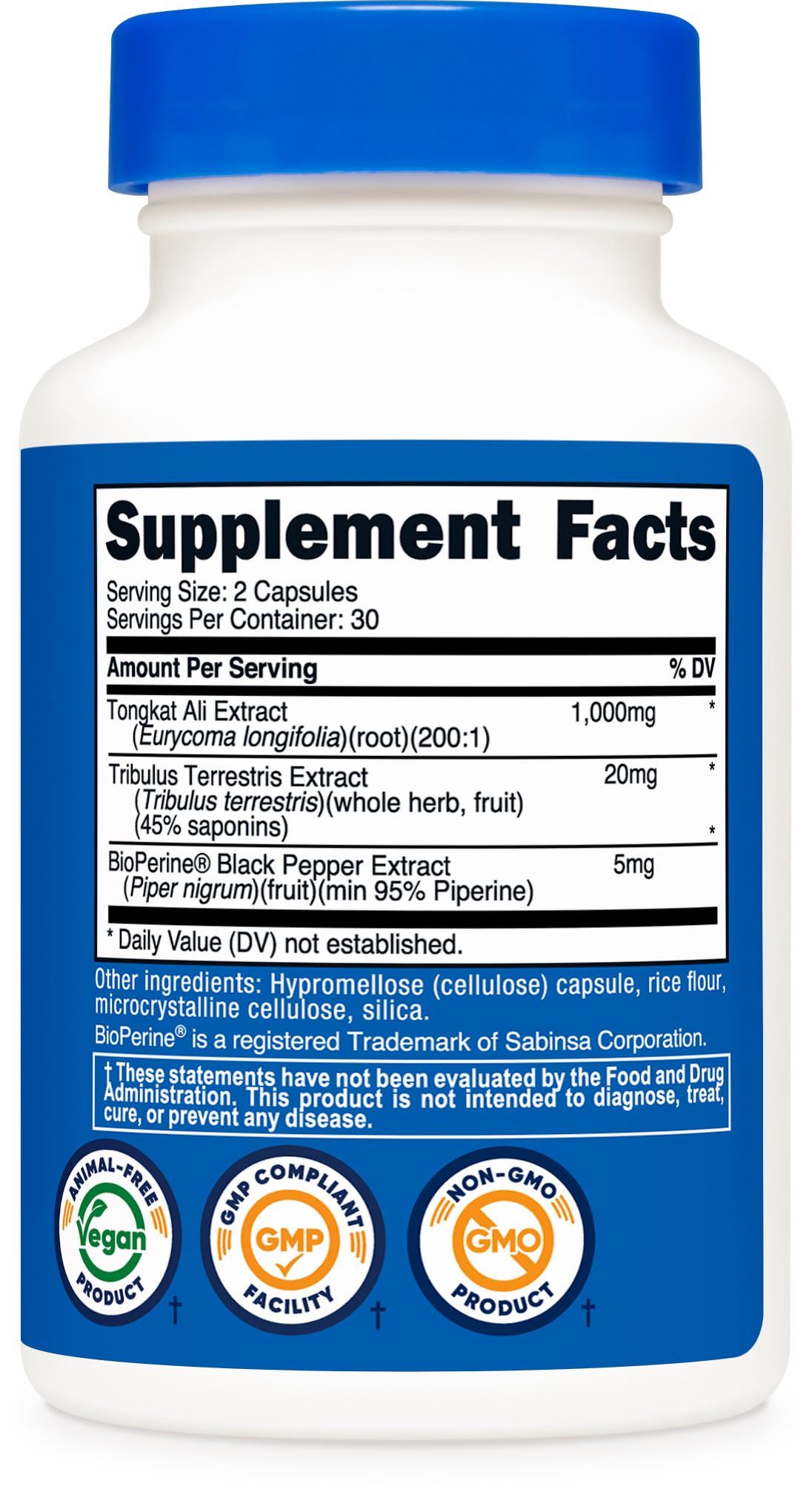 Nutricost Tongkat Ali 1000mg Capsule 60 Count