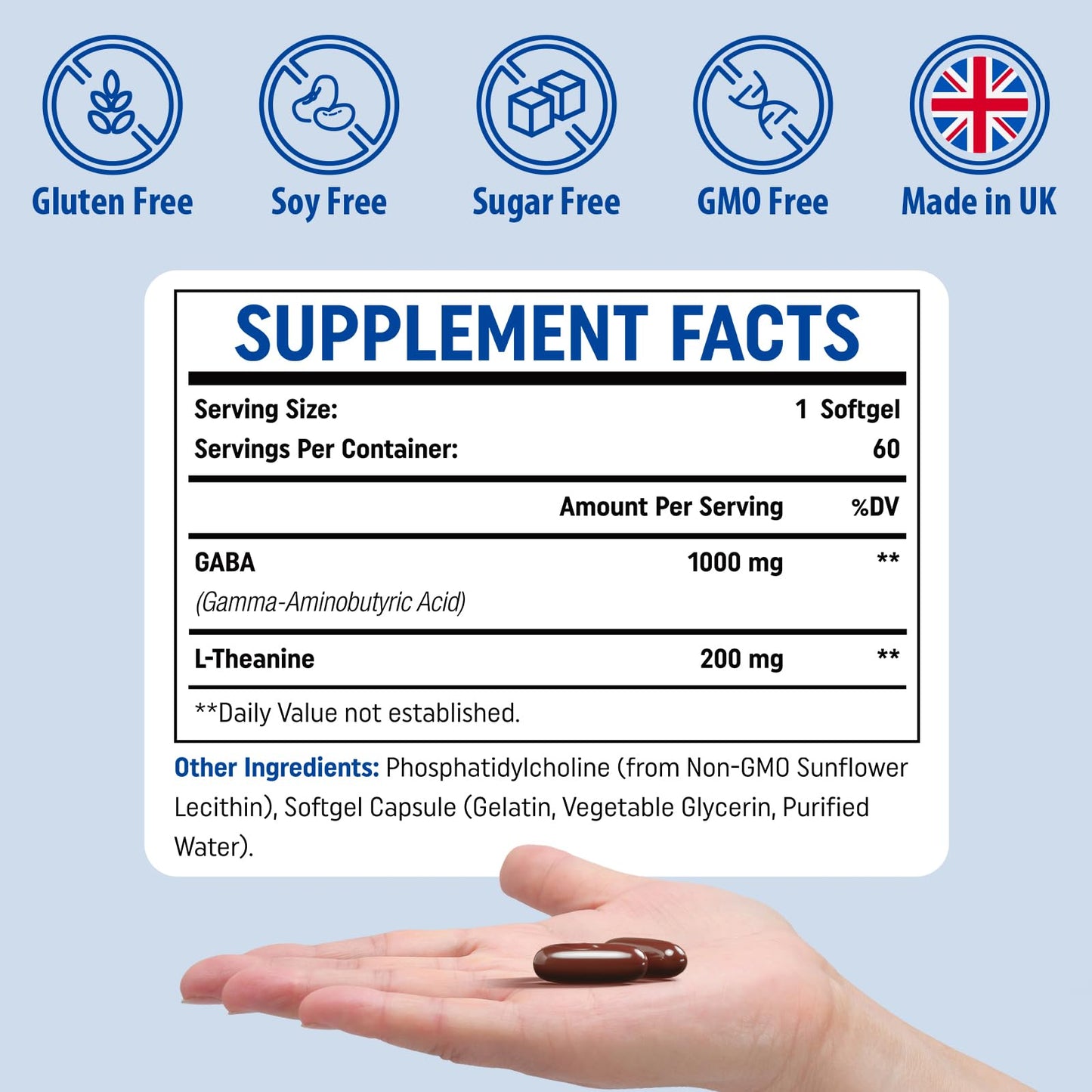 Genogna GABA with L-Theanine 1200mg Liposomal Softgels, 60 Count