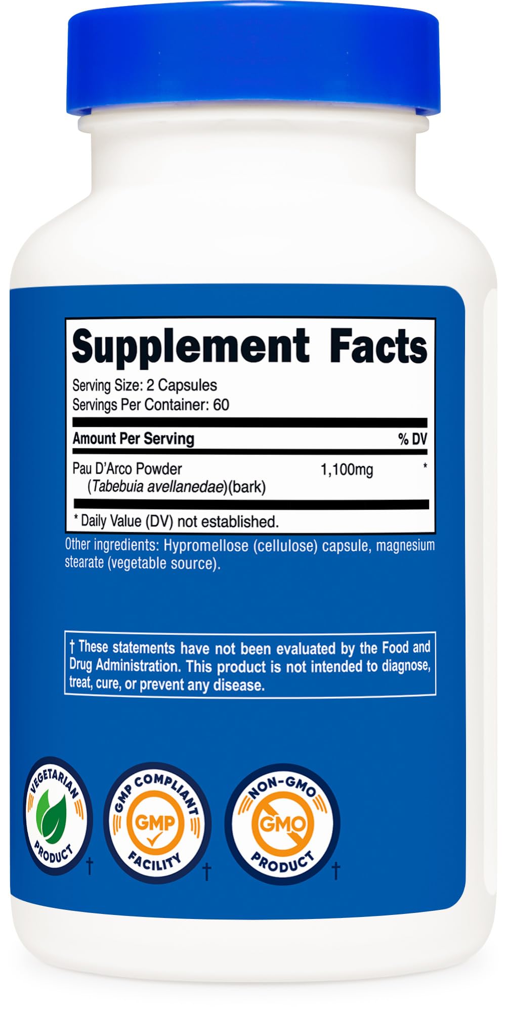 Nutricost PAU D'Arco Inner Bark 1100mg Capsules, 120 Count