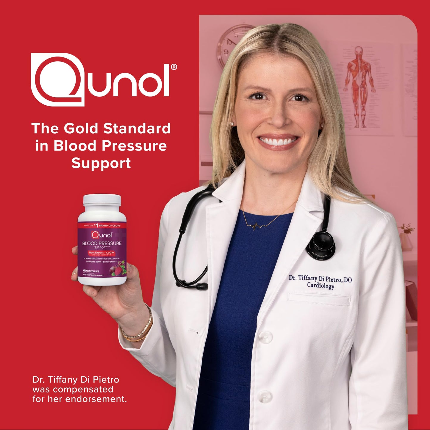 Qunol Blood Pressure Support 3 in 1 Beets + CoQ10 + Grape Seed Extract Beet Root Capsules, 60 Count