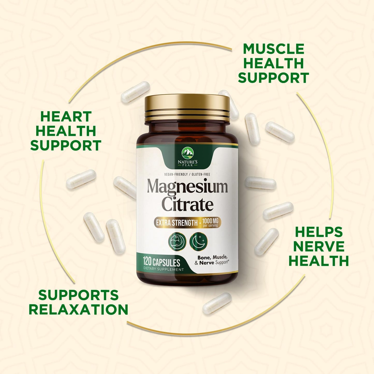 Nature's Peak Magnesium Citrate Capsules, 120 Capsules