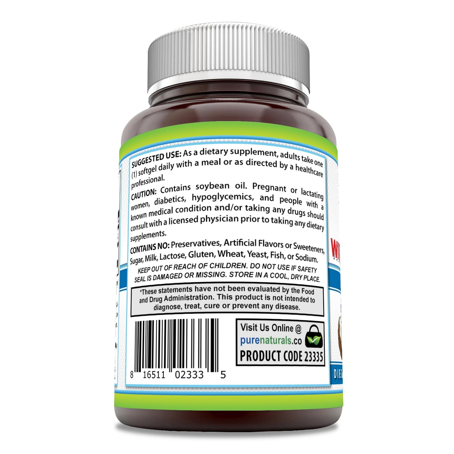 Pure Naturals Biotin 10,000 mcg with Organic Coconut Oil Softgels, 1 Count