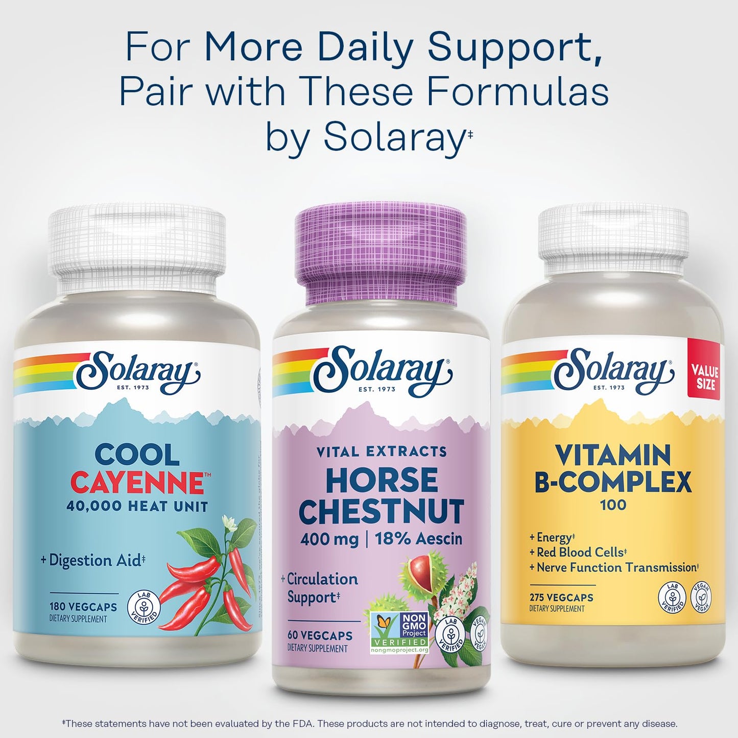 Solaray Horse Chestnut Extract 400 mg - Standardized to 72 mg Aescin - With 55 mg of Butchers Broom - Capsules, 60 Count