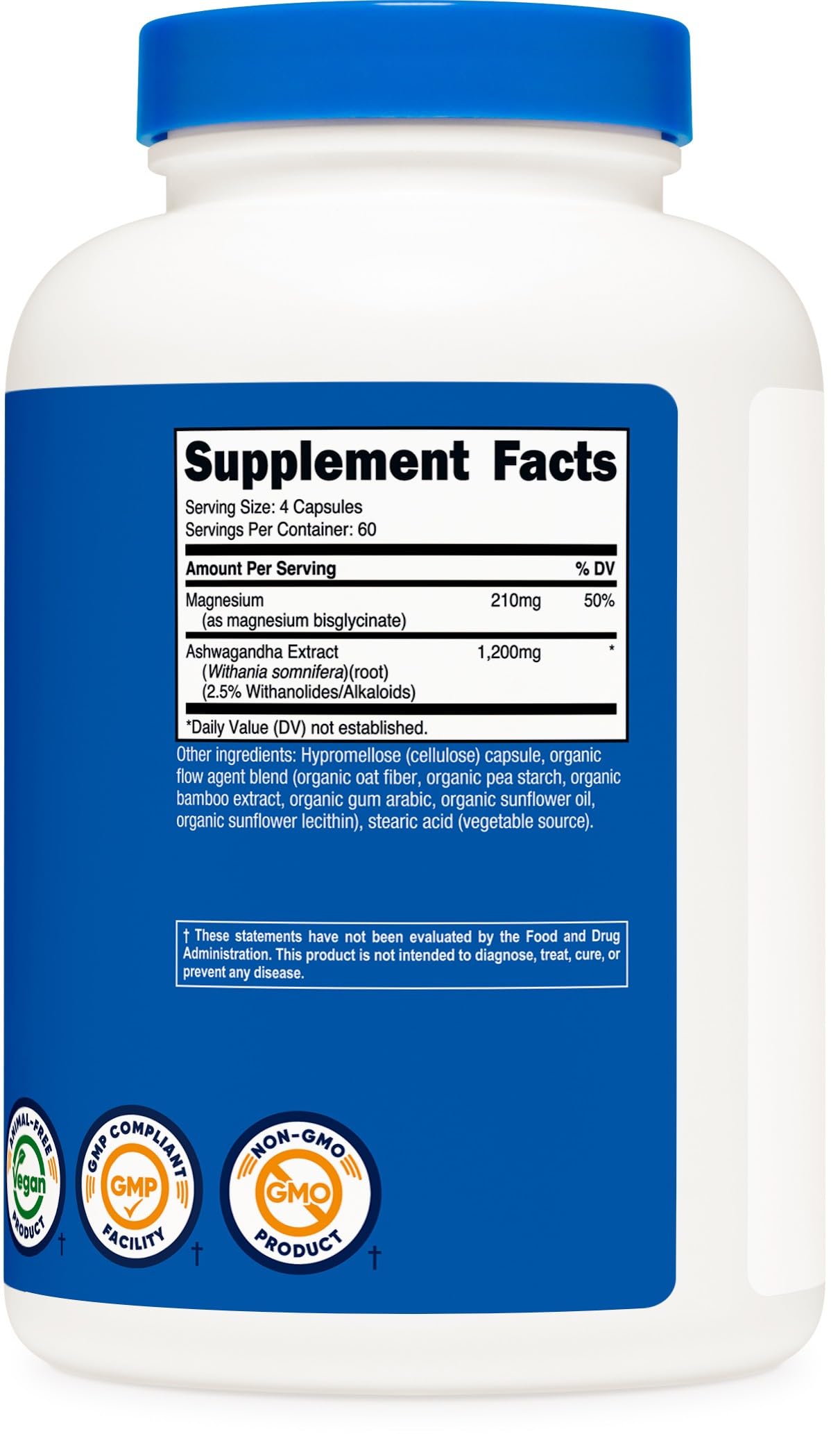 Nutricost Magnesium + Ashwagandha Supplement 240 Capsules
