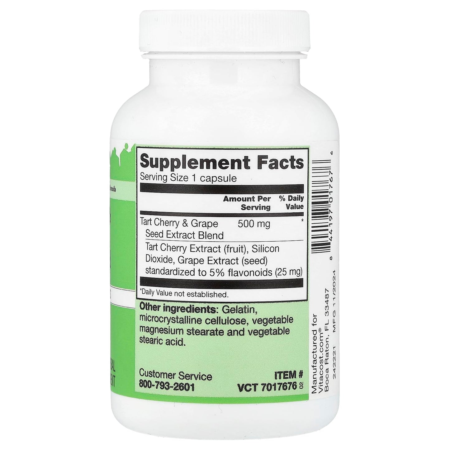 Vitacost Brand Tart Cherry & Grape Seed Extract Blend Capsule 1 Count