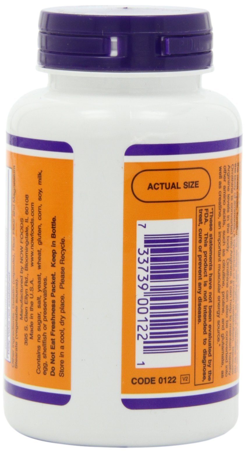NOW Foods L-Ornithine 500 mg Capsule, 120