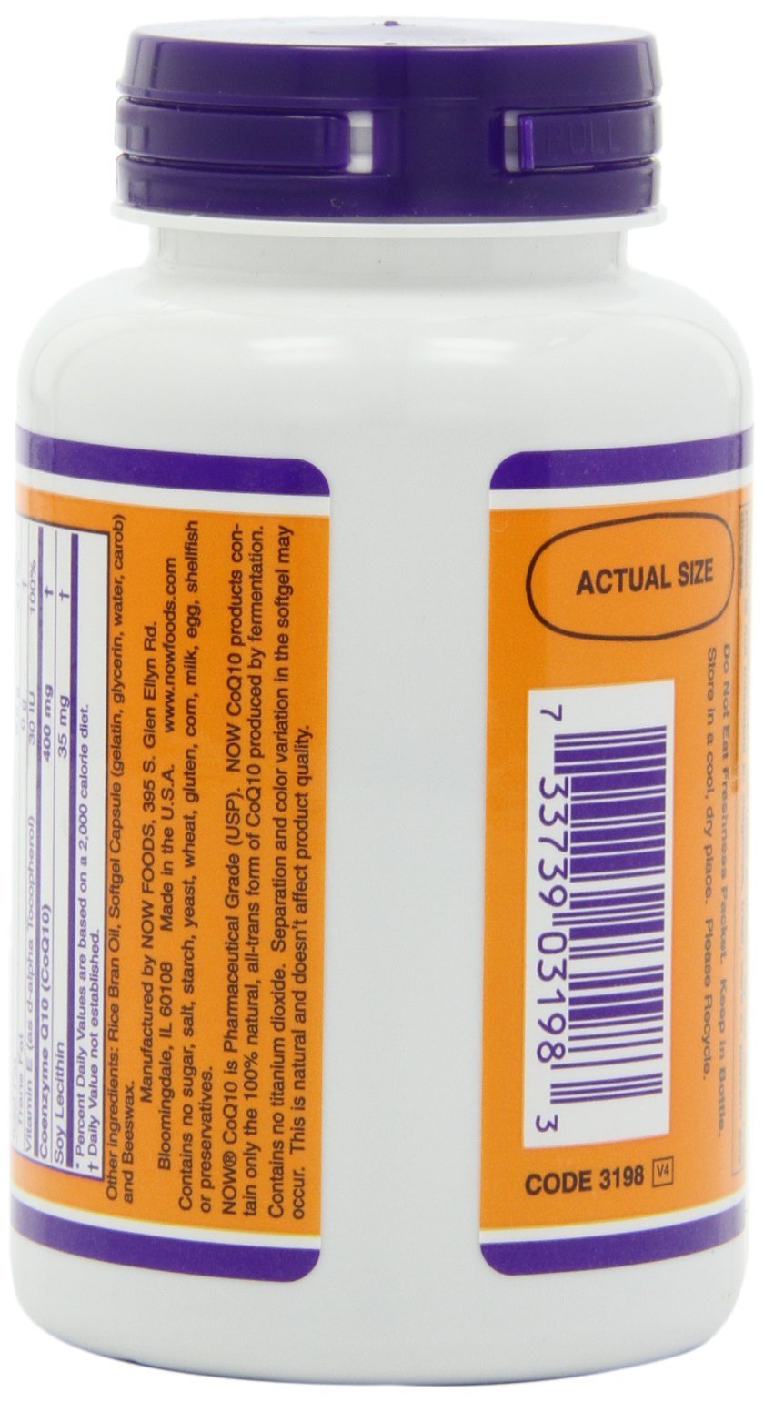 NOW Foods CoQ10 400 mg with Lecithin & Vitamin E Capsule, 1 Capsule