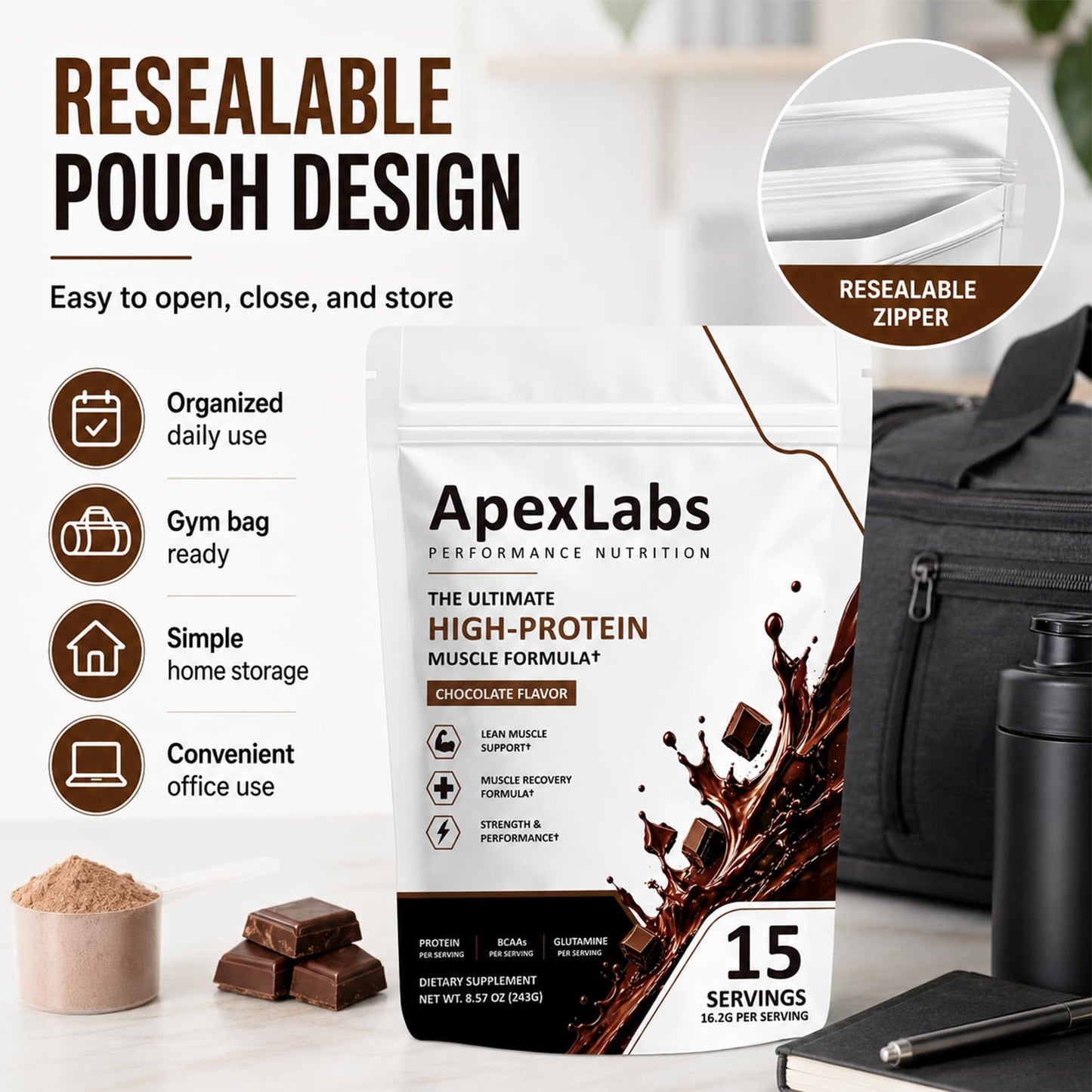 Fuxvao Apex Labs Muscle Powder Chocolate Powder, 16