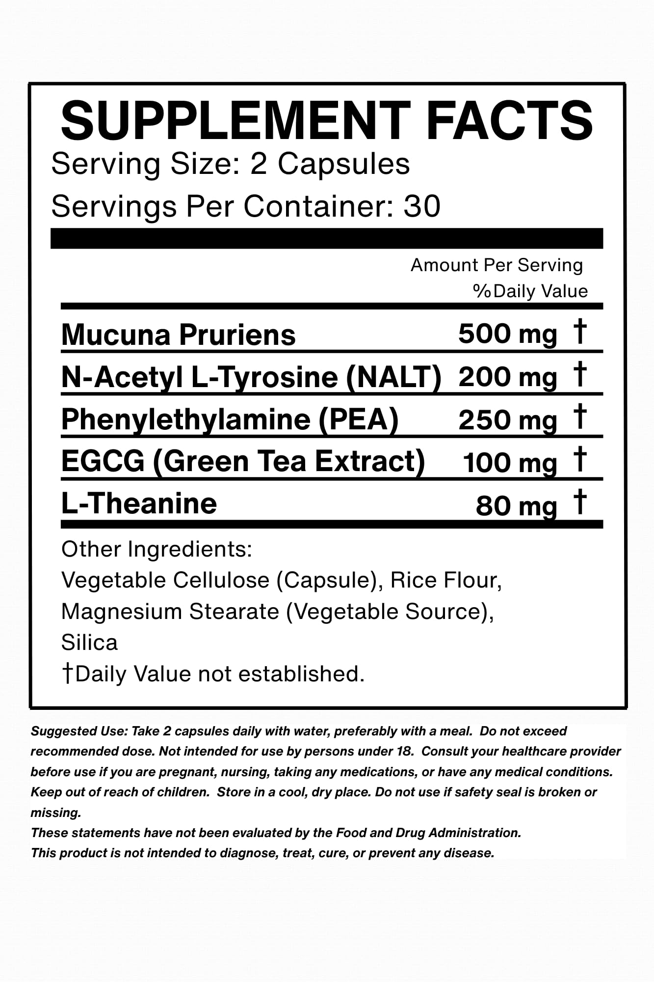 Noozi Supplements Dopamine Support Nootropic Capsule, 60 Count