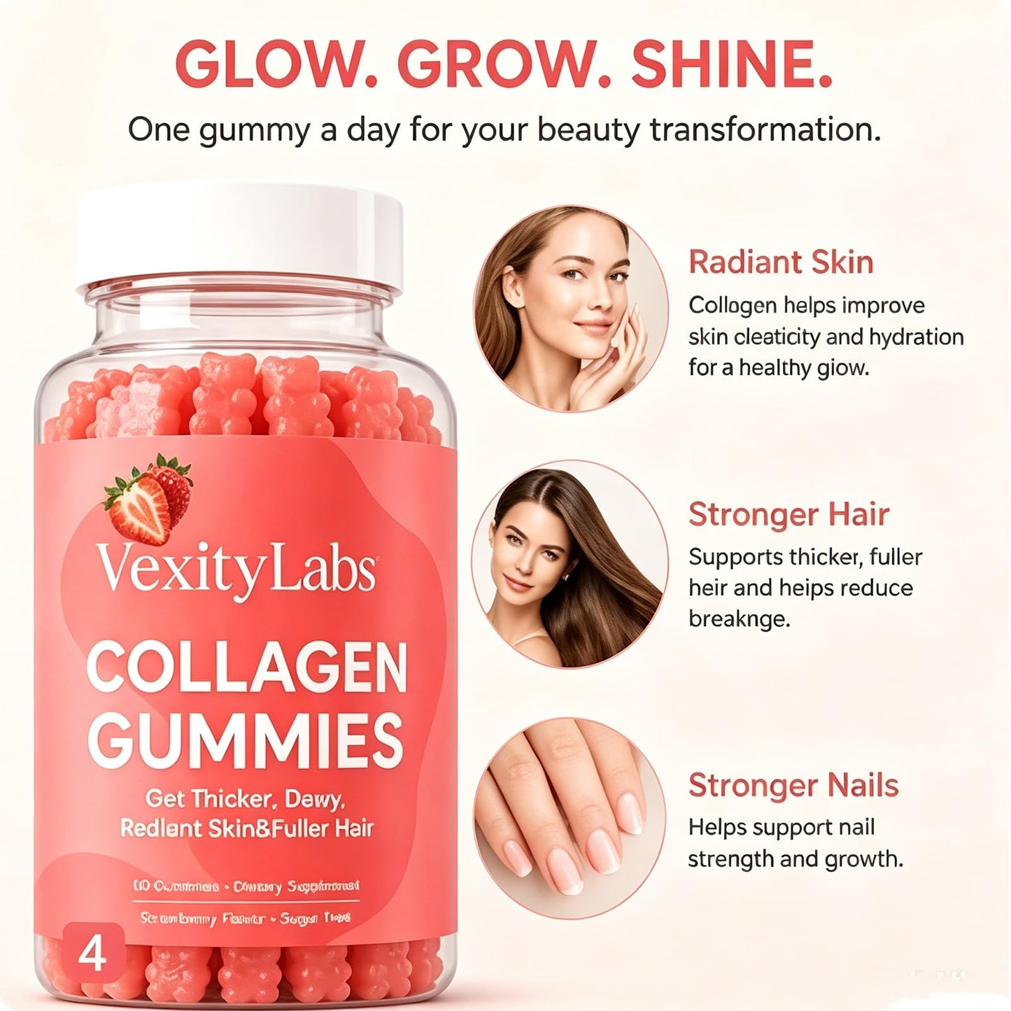 Xarewx Vexity Labs Collagen Gummies, 60 Count