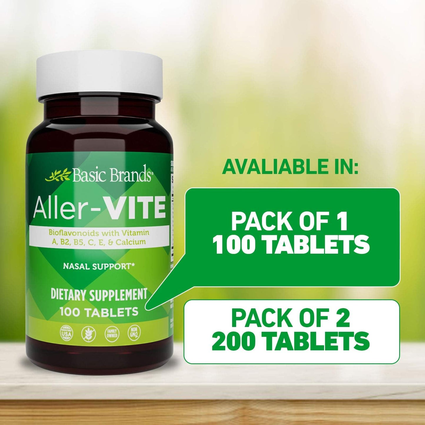 Basic Brands Aller Vite Nasal Support Tablets, 100 Tablets