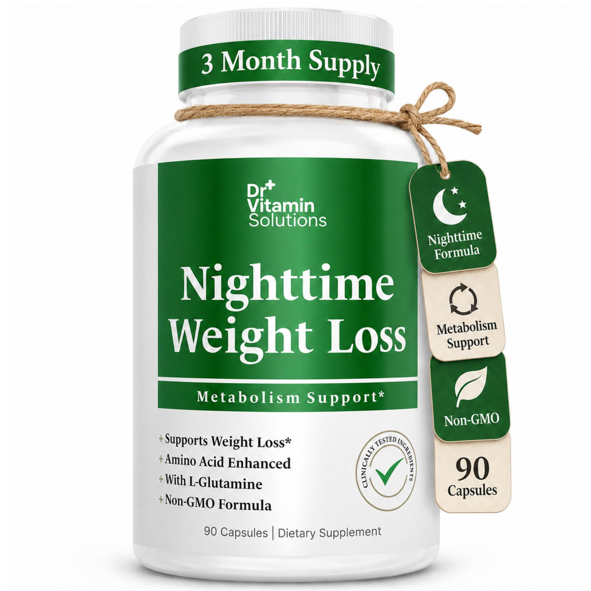 Nighttime Fat Burner for Women and Men, Caffeine-Free Appetite Suppressant