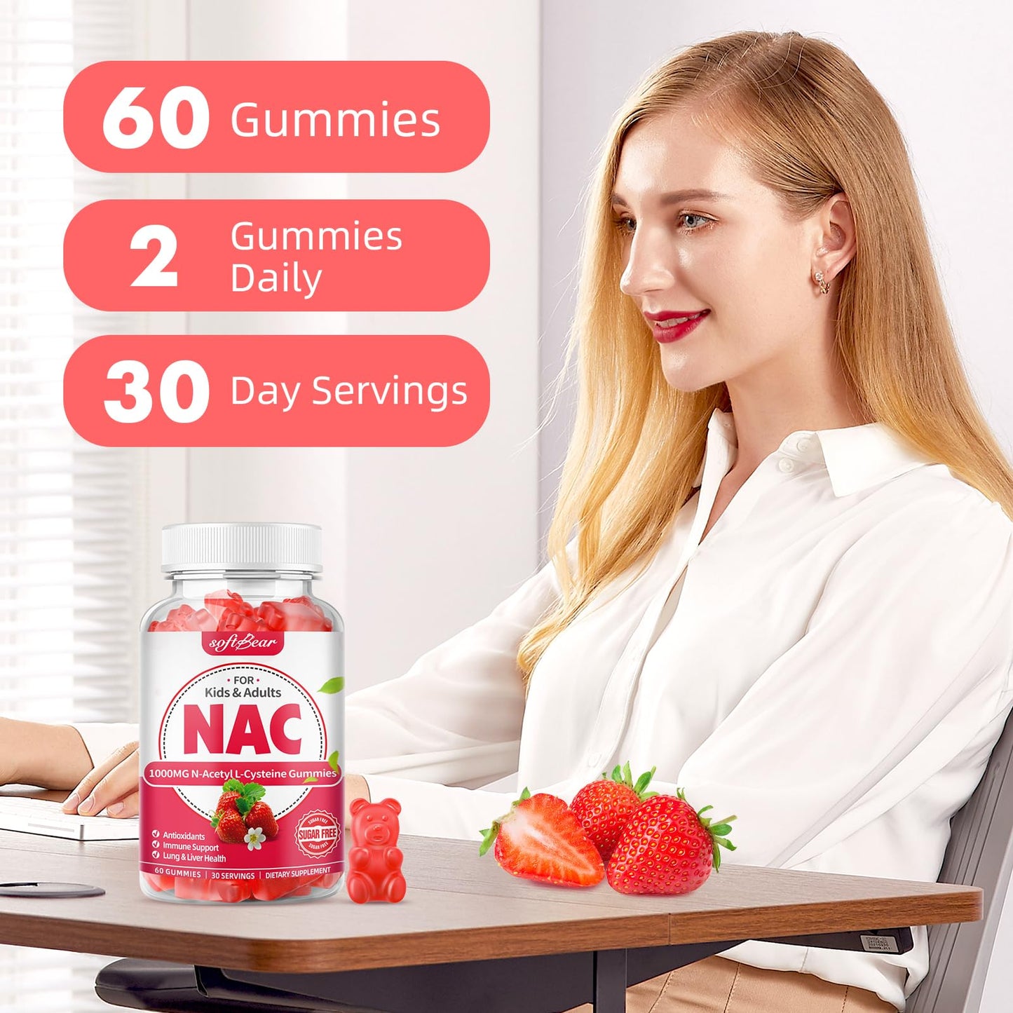 softbear NAC 1000mg N-Acetyl Cysteine Gummies 60 Count