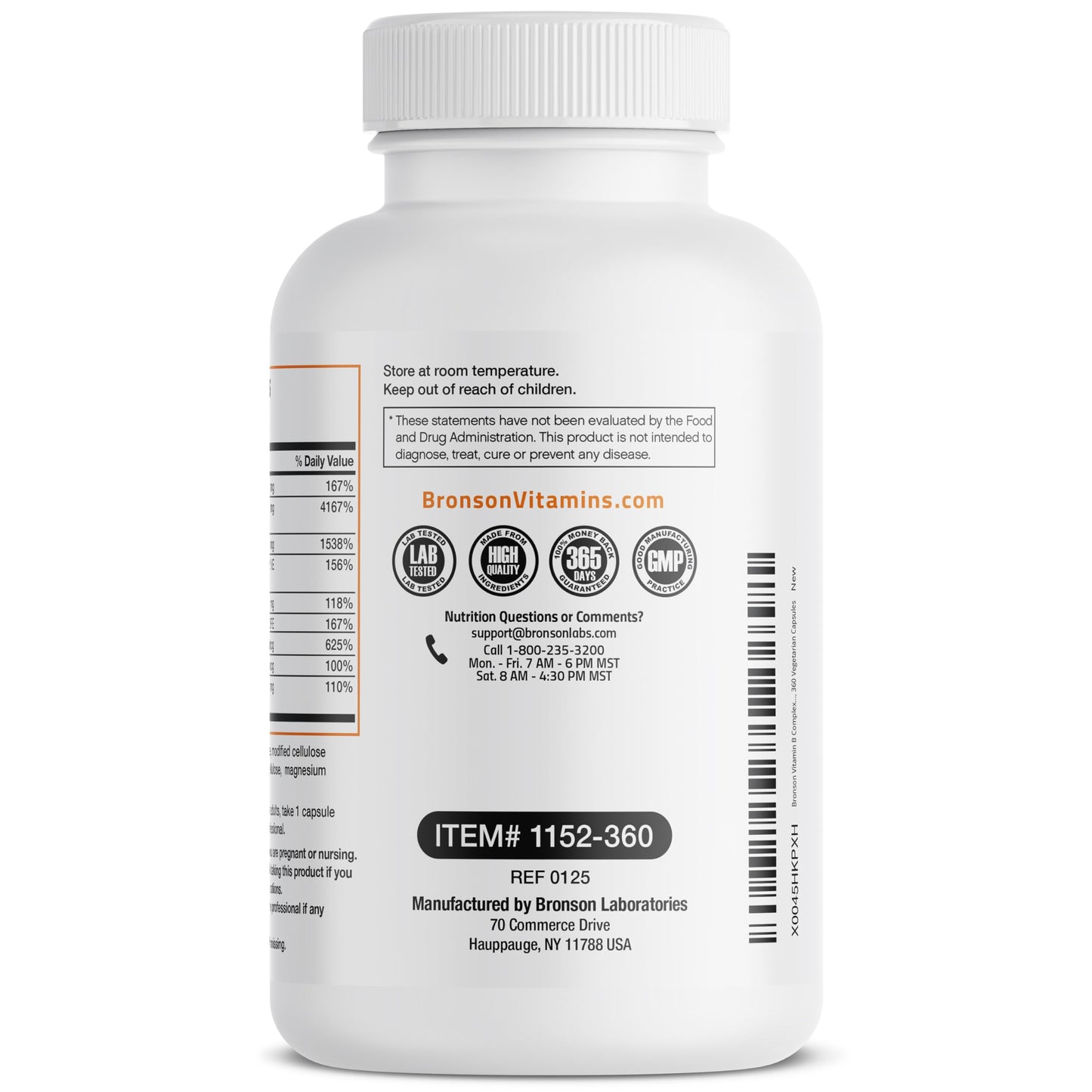 Bronson Vitamin B Complex with Vitamin C - Immune Health, Energy Support & Nervous System Support - Non-GMO, 360 Vegetarian Capsules