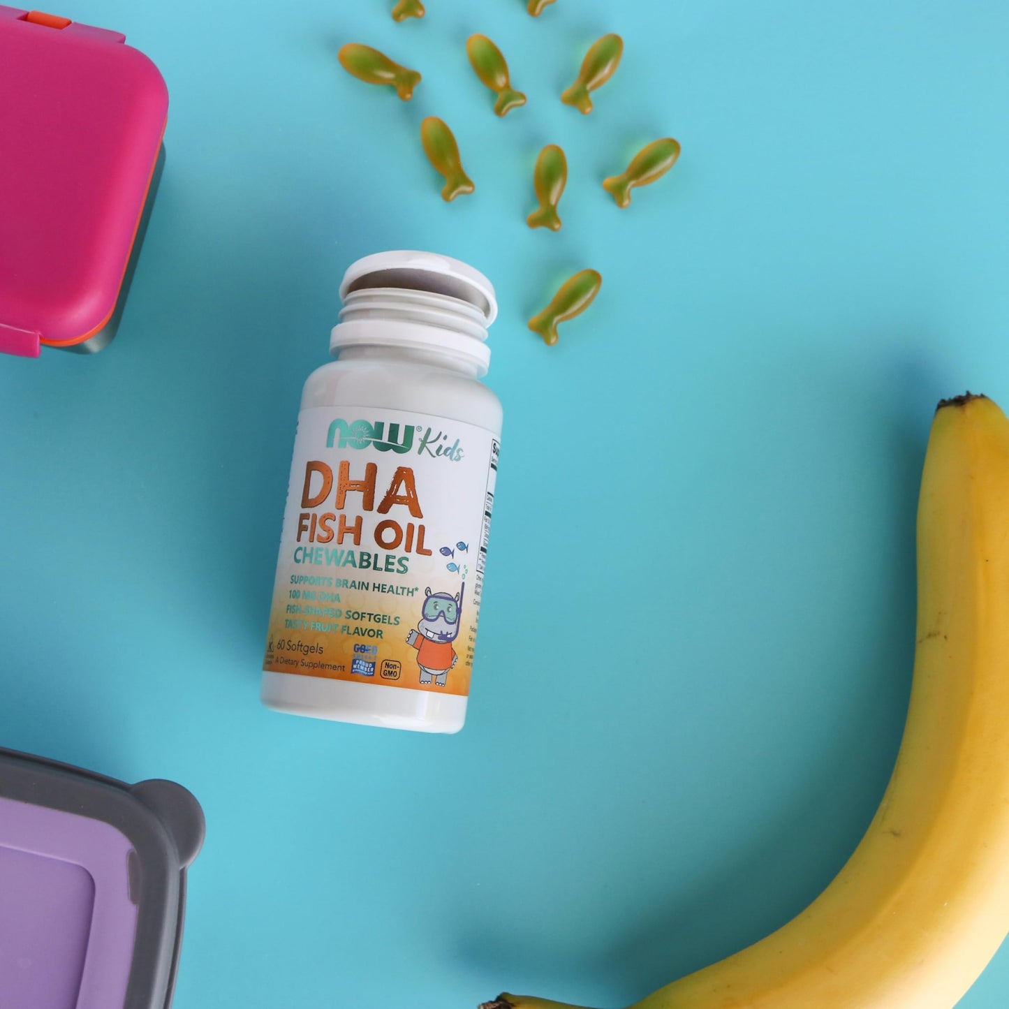 NOW Foods DHA Kids 100 mg Softgels, 60 Count