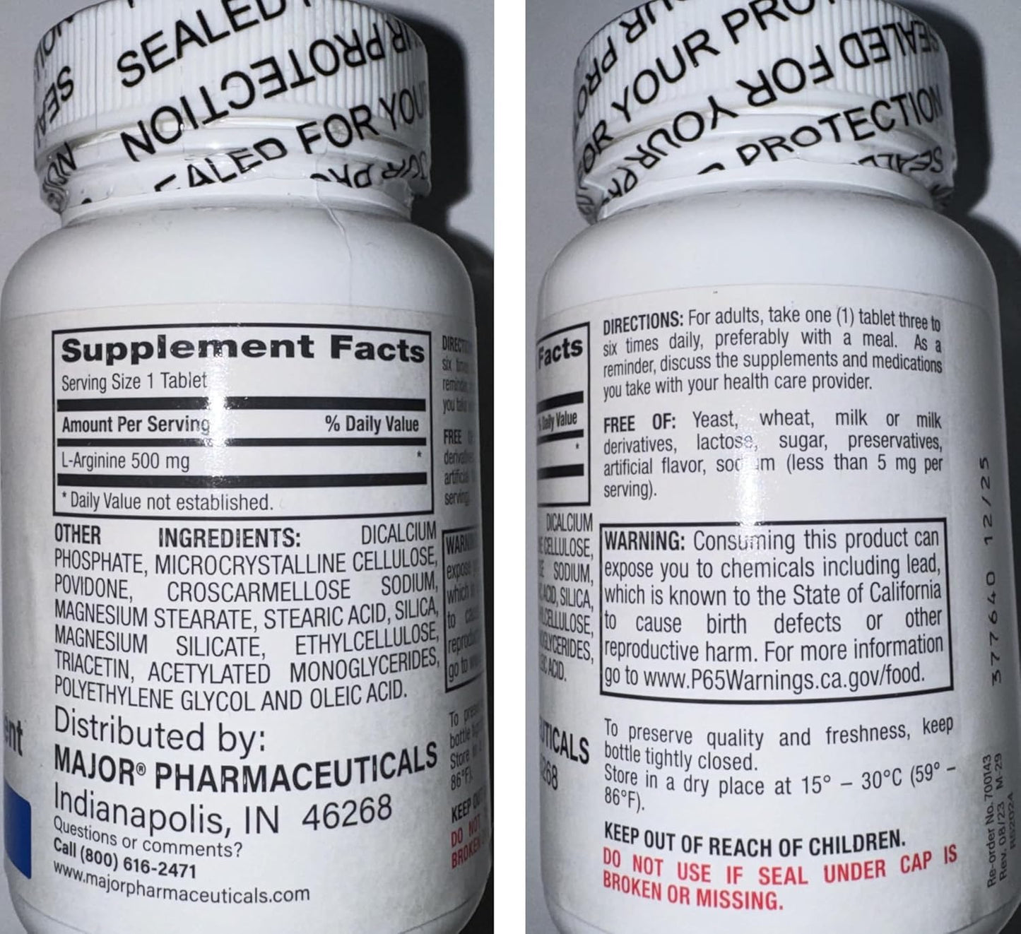 AmeriCan Goods Major L-Arginine 500 mg Tablets 100 Count
