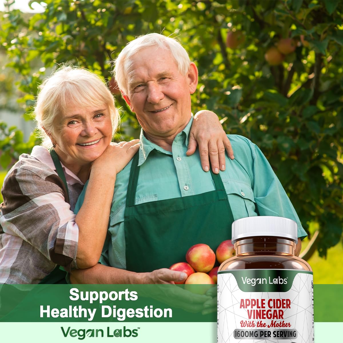 Vegan Labs Apple Cider Vinegar Capsules with The Mother, 180 Capsules