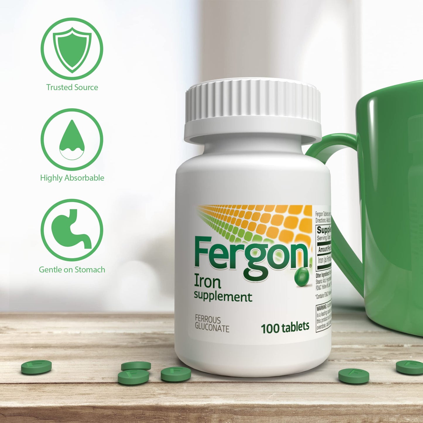 Fergon High Potency Iron Supplement, 100 Tablets