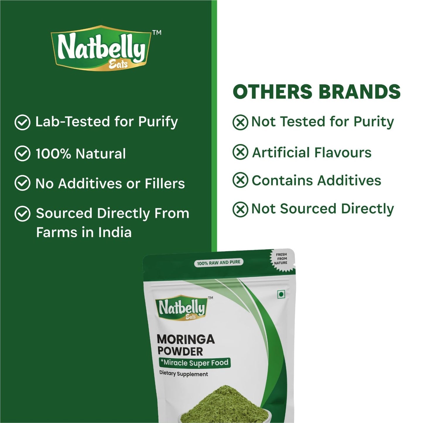 NATBELLY EATS Moringa Leaf Powder, Powder, 8 oz
