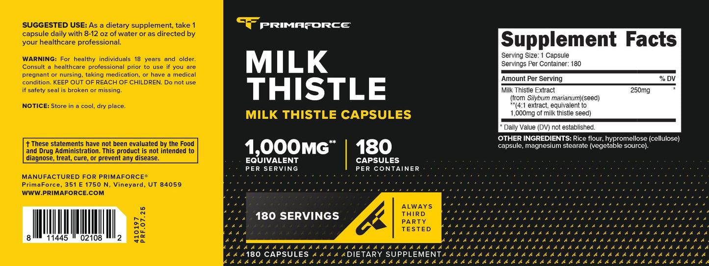Primaforce Milk Thistle Extract Capsules 180 Count