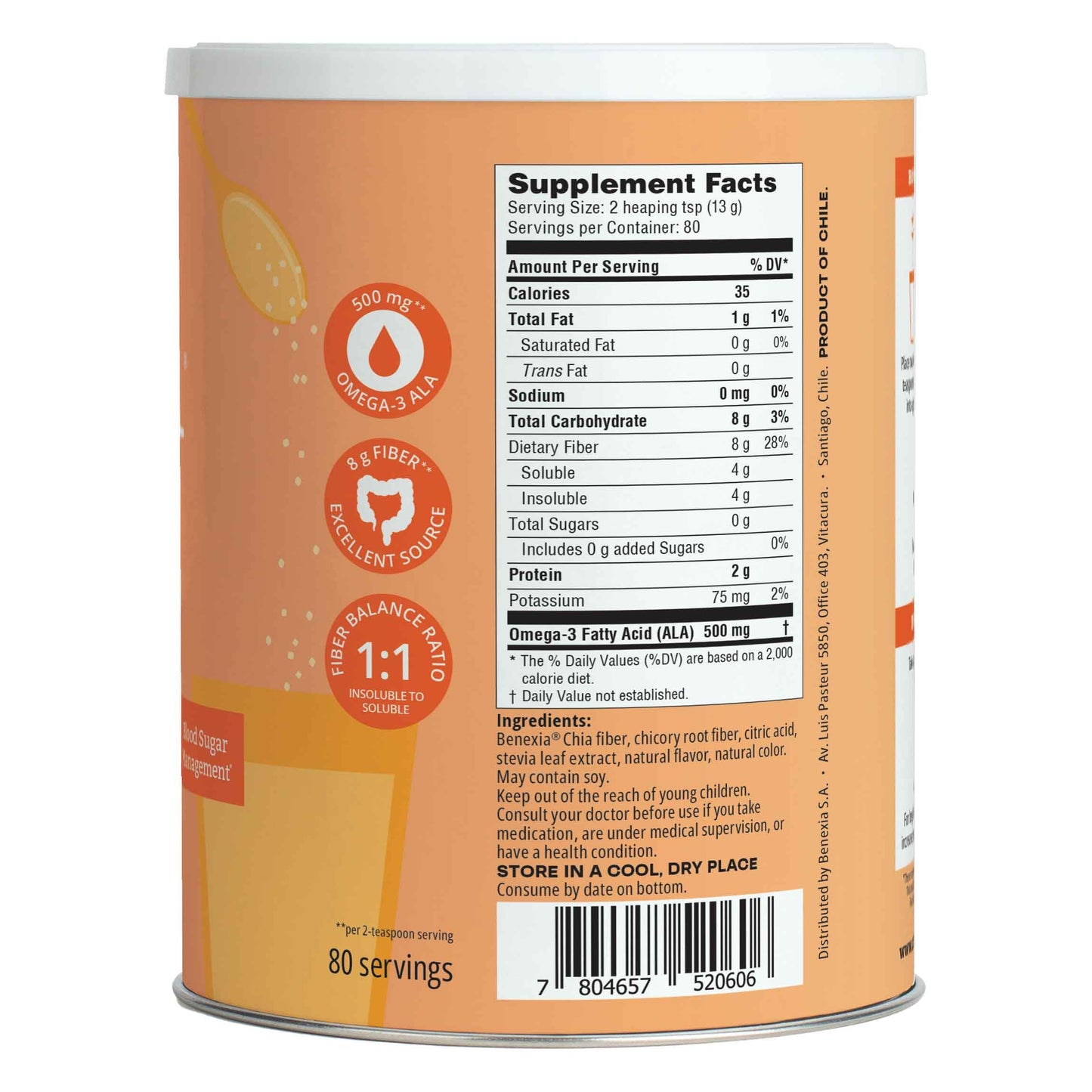 BENEXIA Chiamucil Prebiotic Chia & Inulin Fiber Powder 36.7 oz