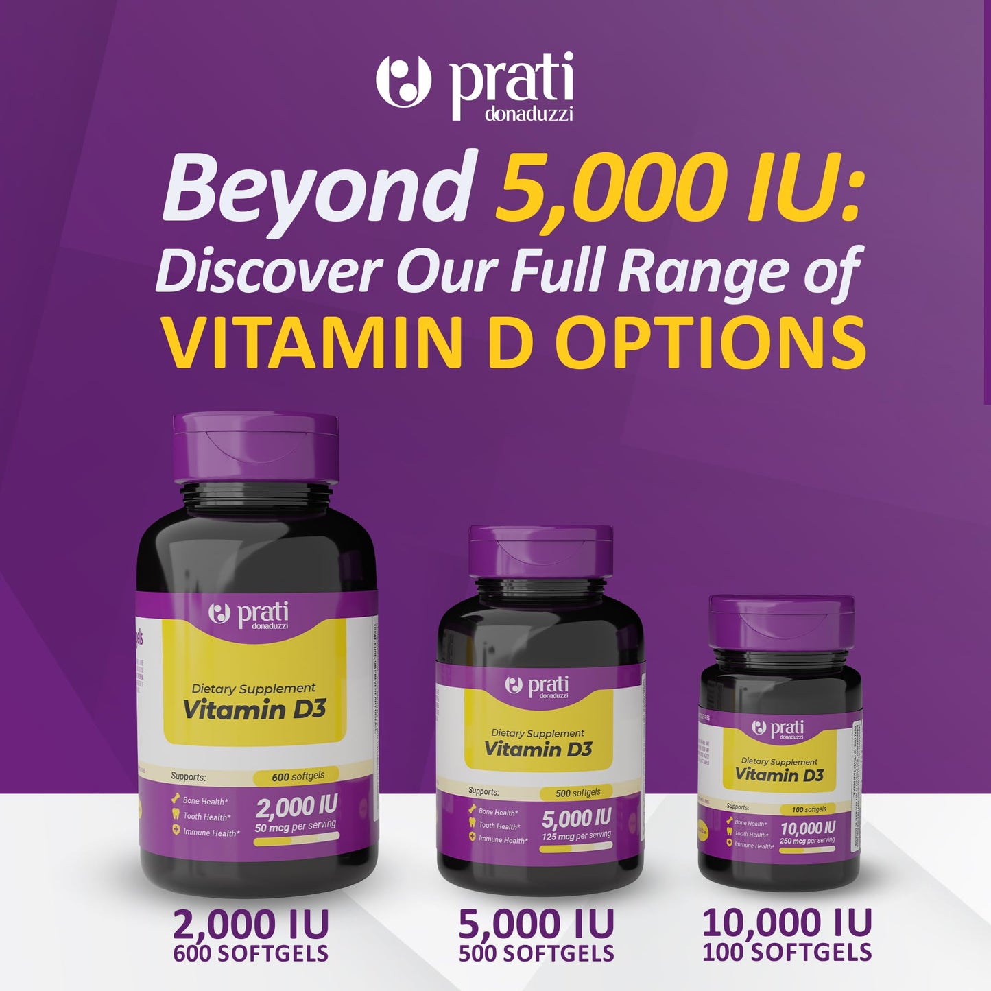 Prati Donaduzzi Vitamin D3 5000 IU (125 mcg) Softgel 500 Count