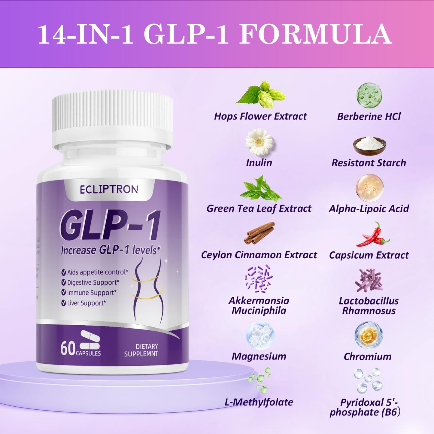 Ecliptron GLP-1 Supplement, 60 Capsules