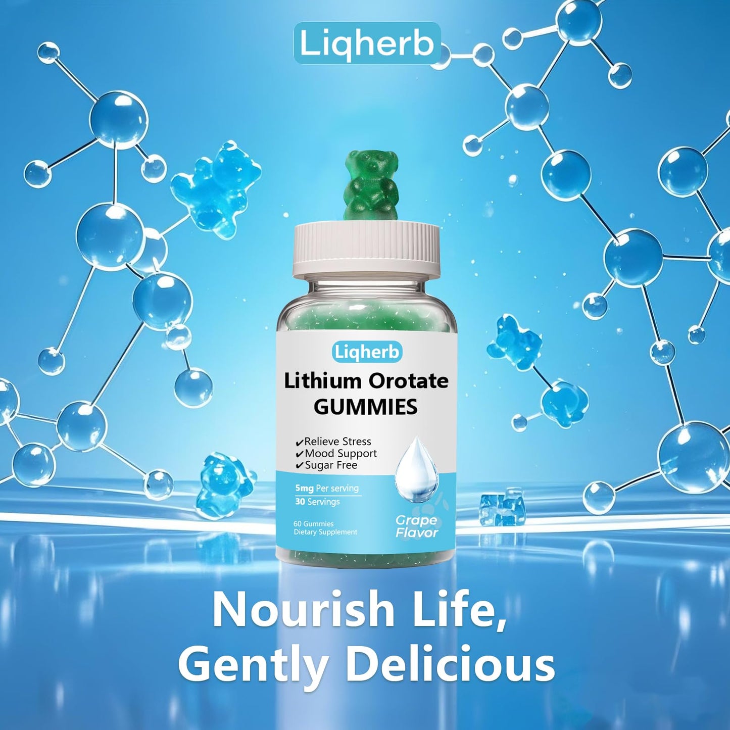 Liqherb Lithium Orotate 5mg Gummies 60 Count