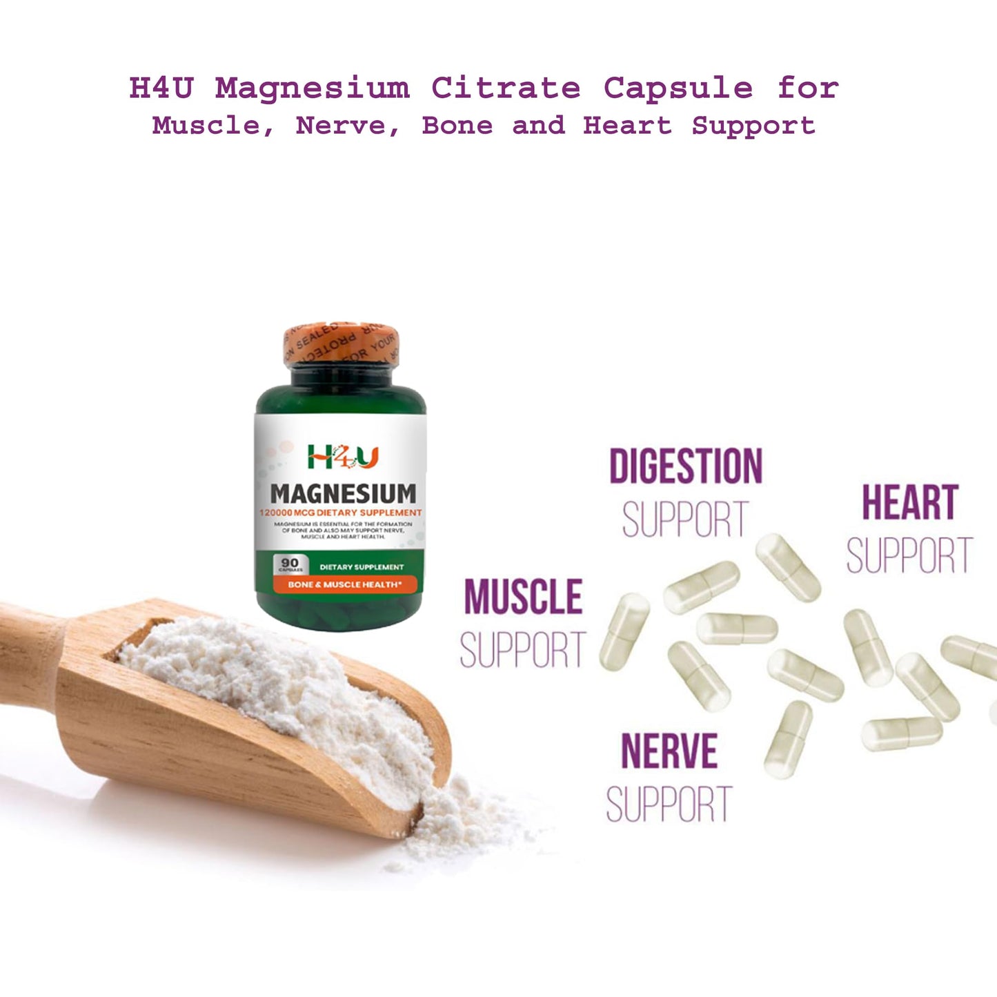 H4U Magnesium Citrate Capsule, 90 Capsules