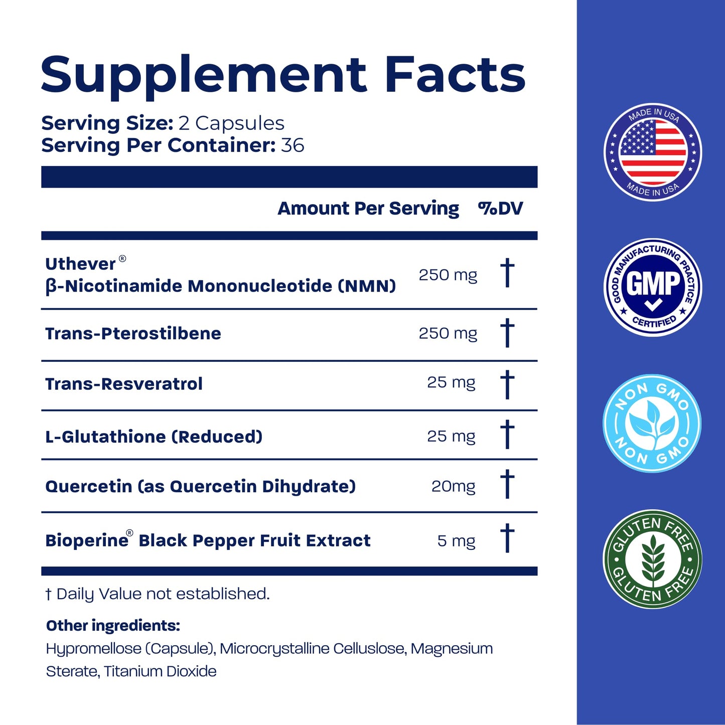 BONE SCIENCE Uthever NMN & Pterostilbene 6-in-1 Complex with Resveratrol, Glutathione & BioPerine - NAD+ Precursor for Healthy Aging & Cellular Energy, 72 Capsules