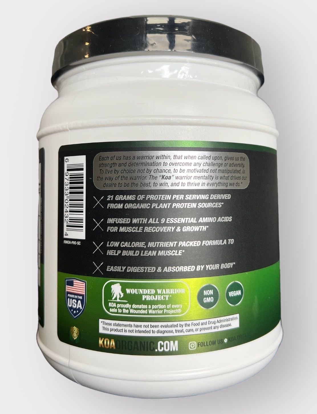 KOA Organics Vegan Protein Powder Strawberries & Cream Flavor, 640g
