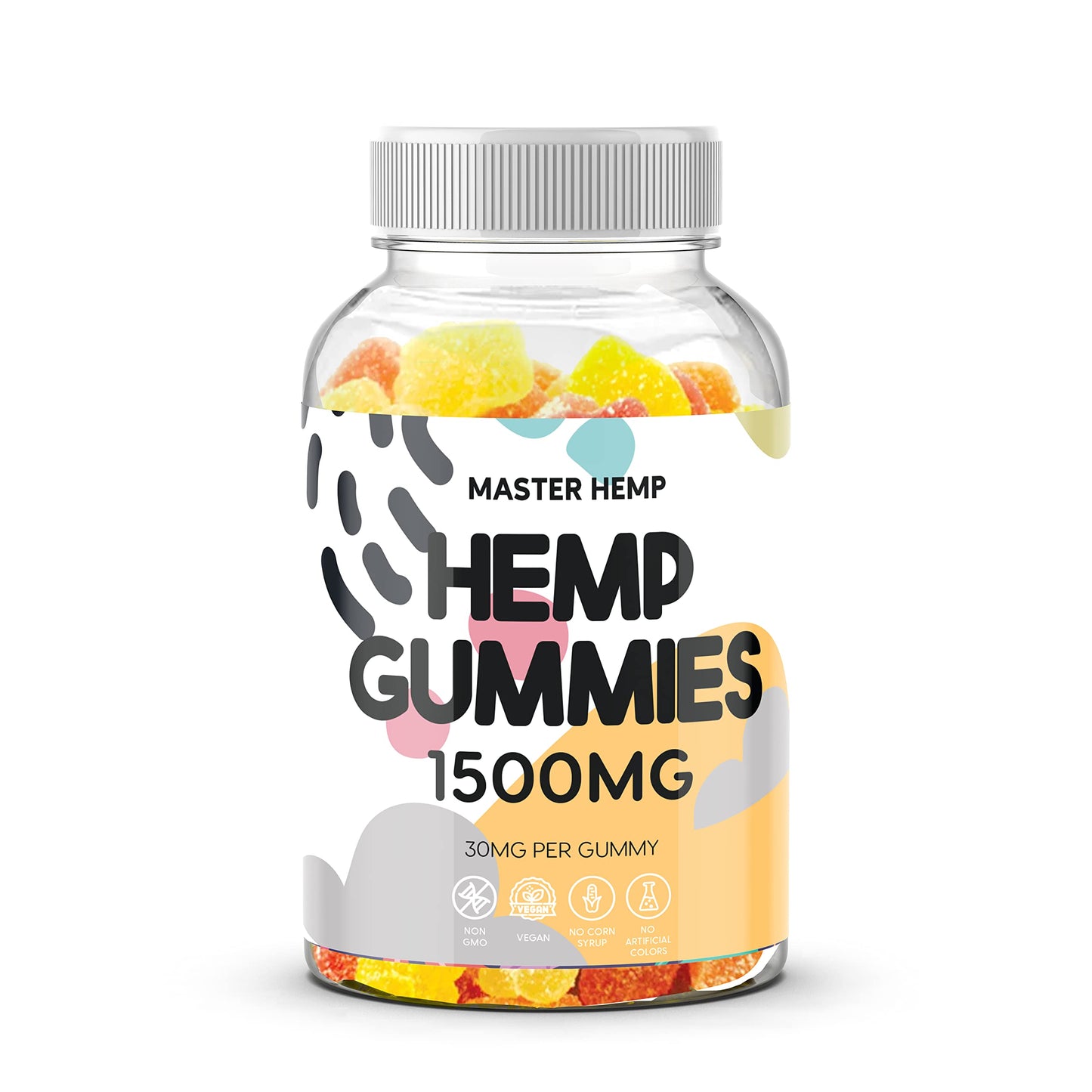 Organic Hemp Gummies with L-Theanine, Sea Moss & Vitamin B2, Brain Support, Extra Strength, Vegan, Made in USA, 50 Count