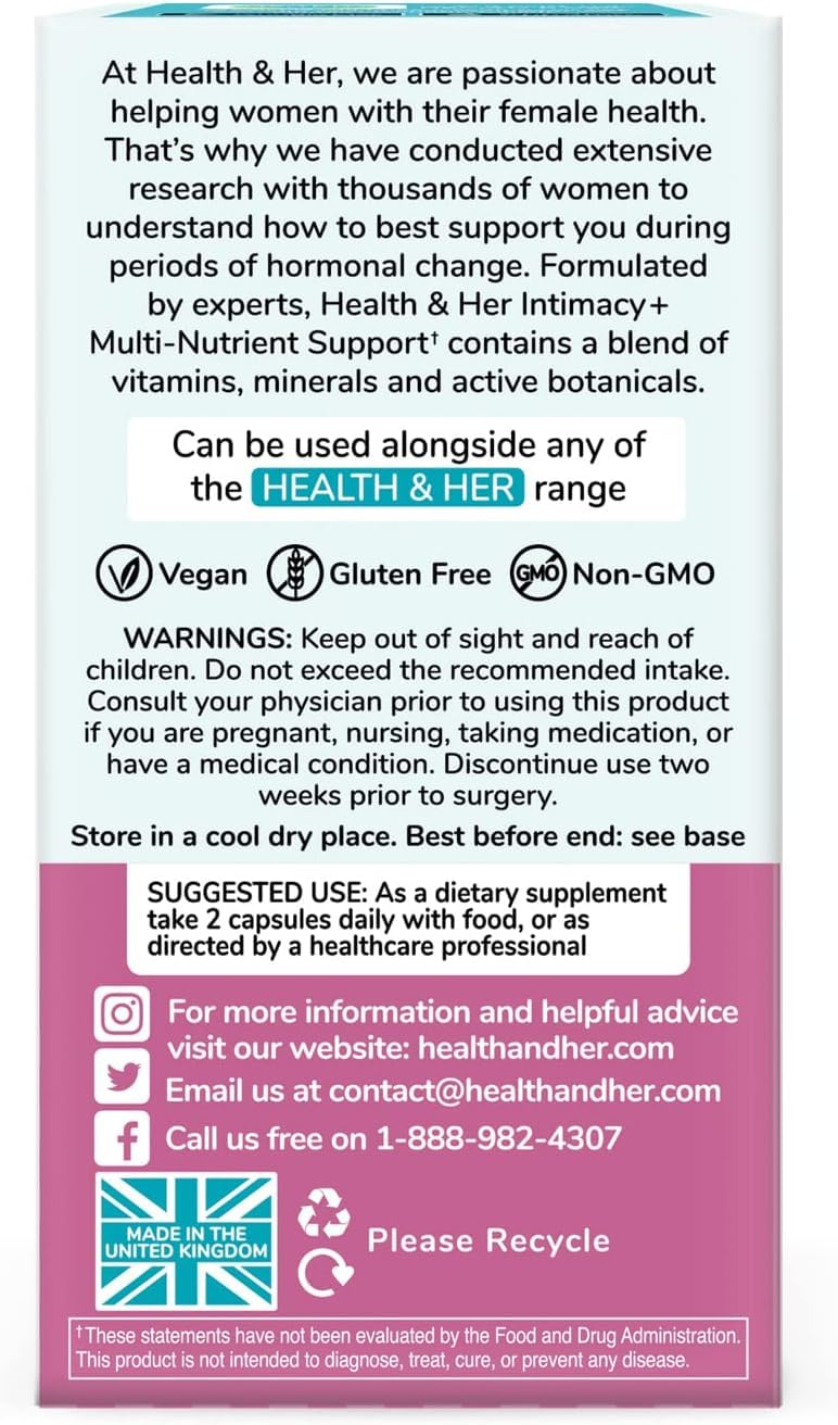 Health and Her Intimacy+ Multi-Nutrient Supplement Support for Women, Capsule, 60 Count