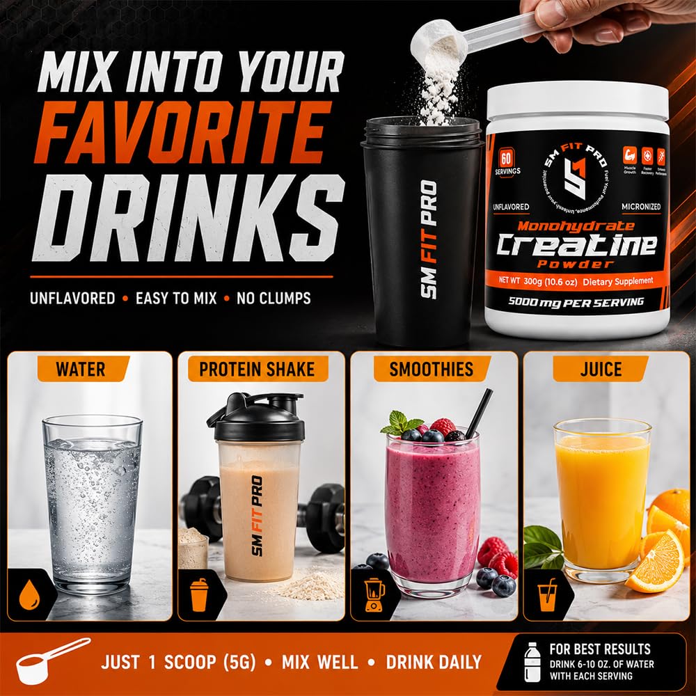 Sm Fit Pro Micronized Creatine Monohydrate Powder 10.6 oz