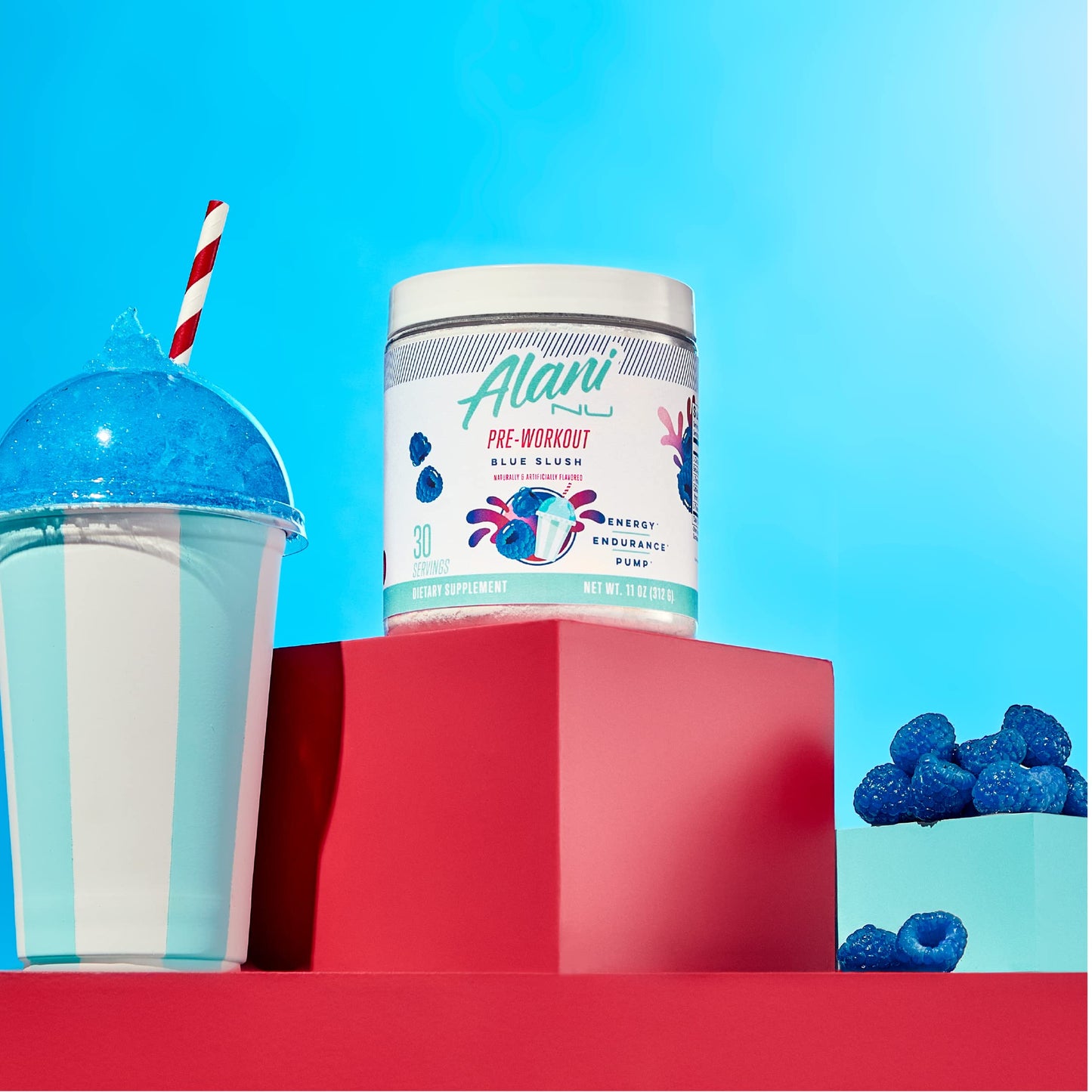 Alani Nu Pre Workout Powder Blue Slush 11 Ounce