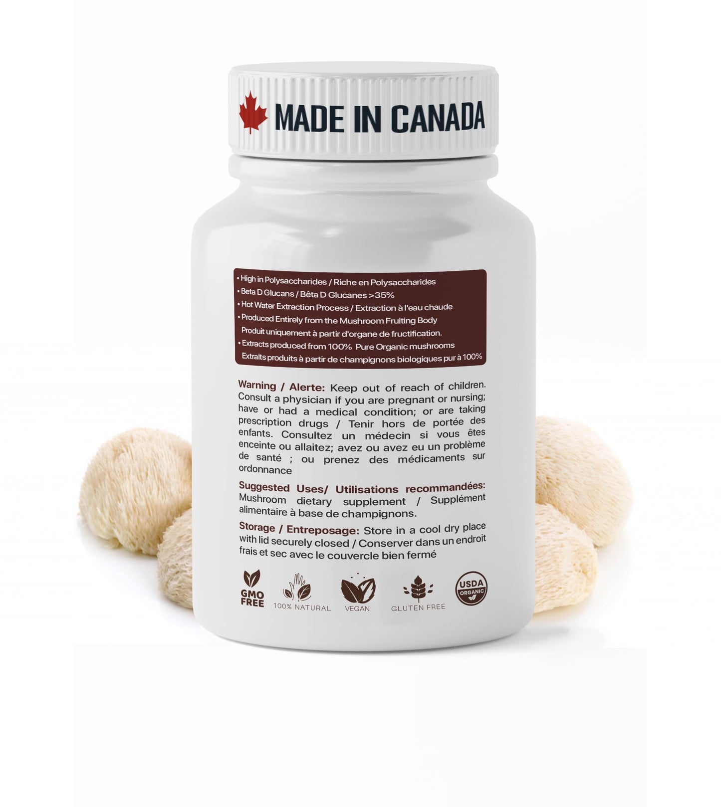 Pacific Rim Mushrooms Lion’s Mane Mushroom Extract Capsules 120 Count