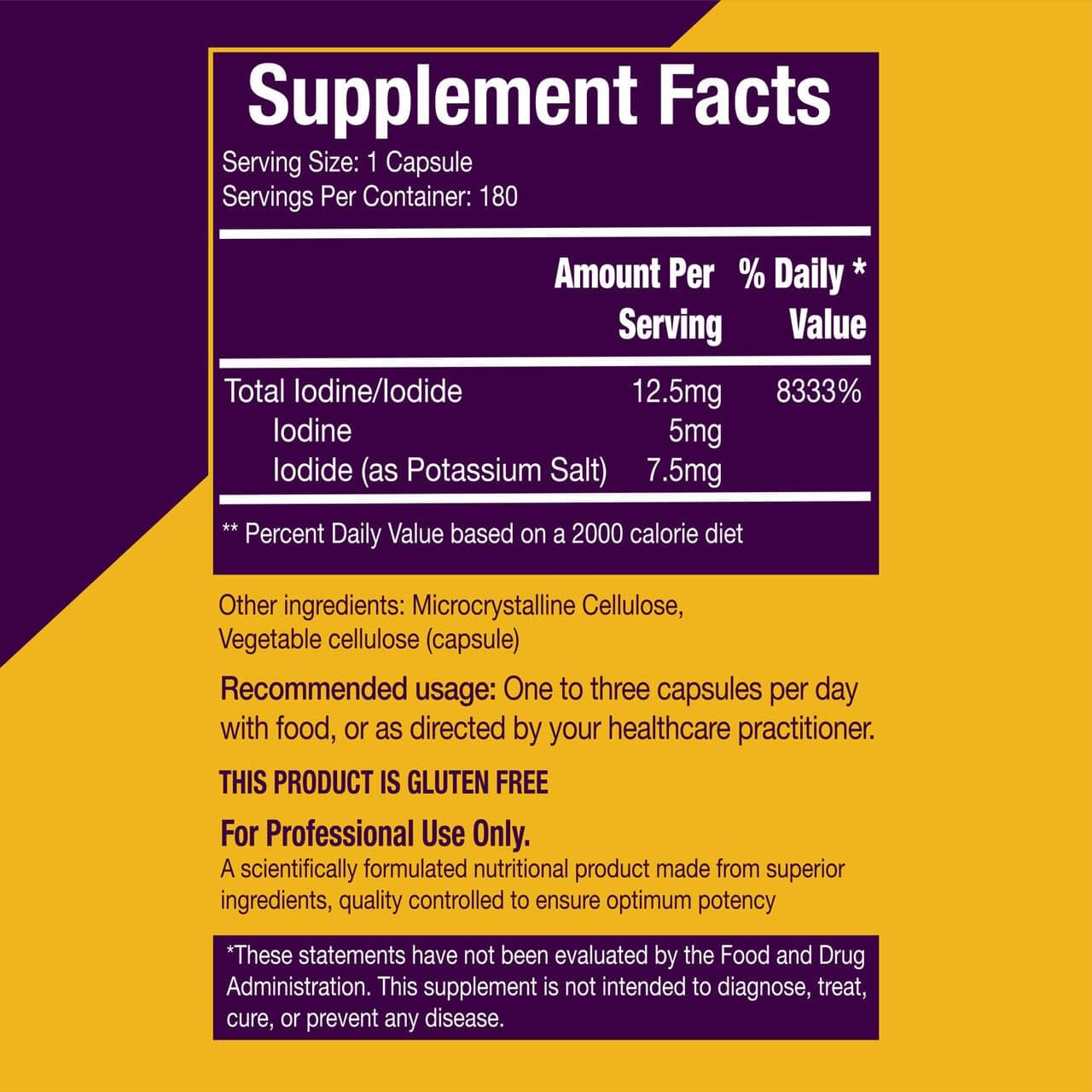 I'm Powered CellProtek High Potency Iodine Potassium Iodide Thyroid Support Capsules, 180 Capsules