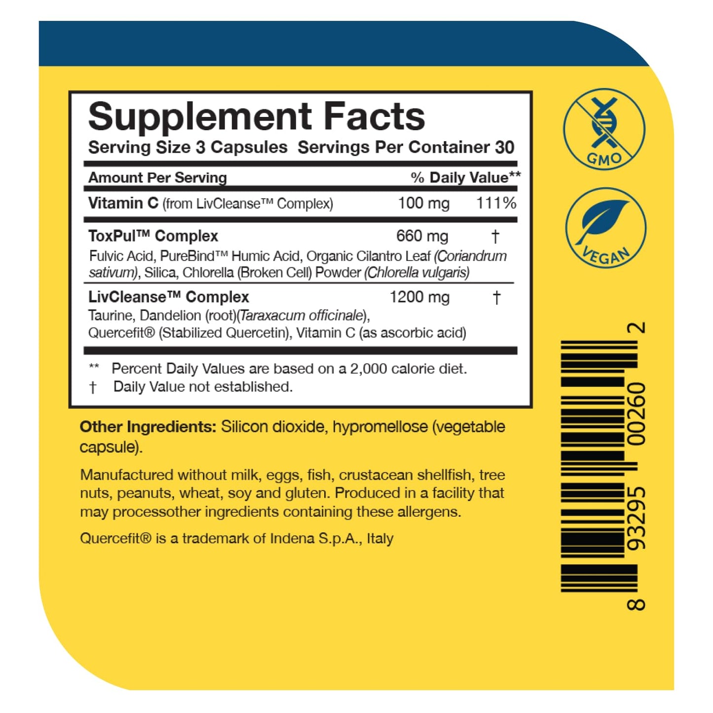 Researched Nutritionals ToxinPul Kidney & Liver Cleanse Detox & Repair Multi-Binder Formula with Humic Acid, Chlorella & Quercetin for Heavy Metals, Glyphosate & Toxin Removal, 90 Capsules