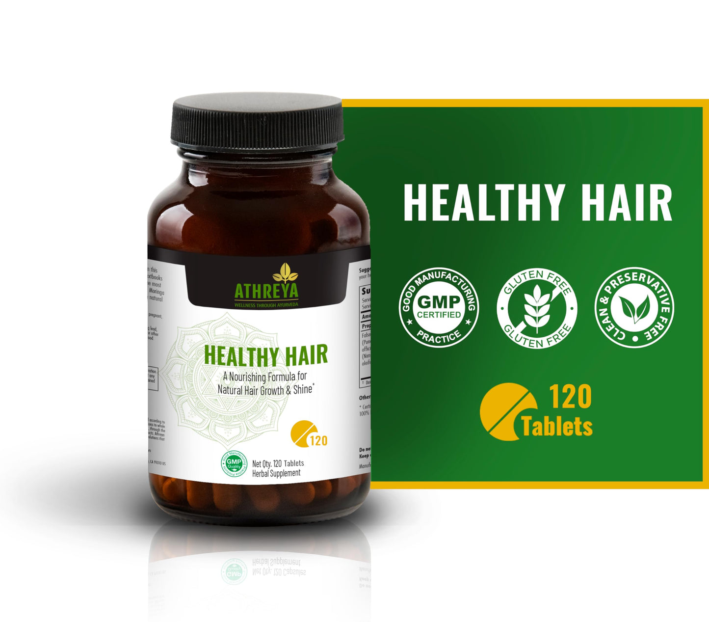 Athreya Healthy Hair Tablets with Vitamin C, 120 Tablets