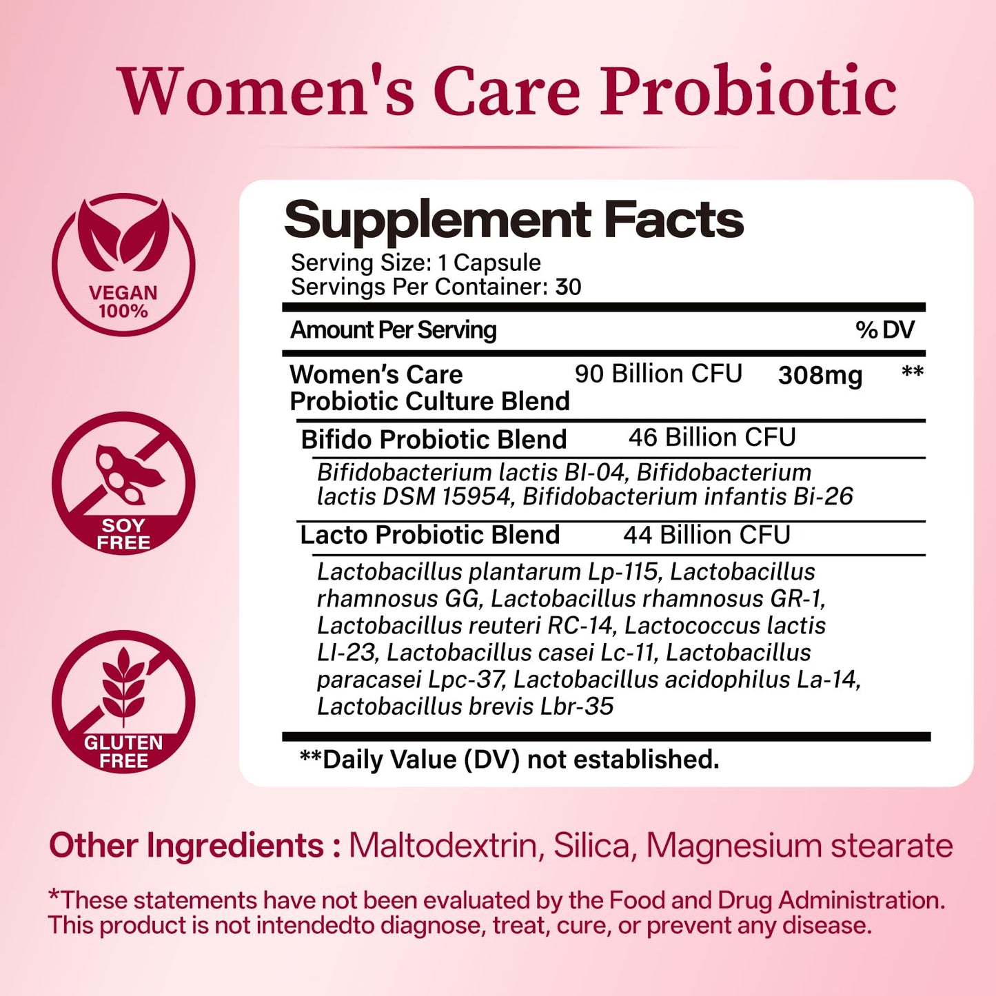 Oopeatol Women's Probiotic 90 Billion CFU 12 Strains Capsules, 30 Count