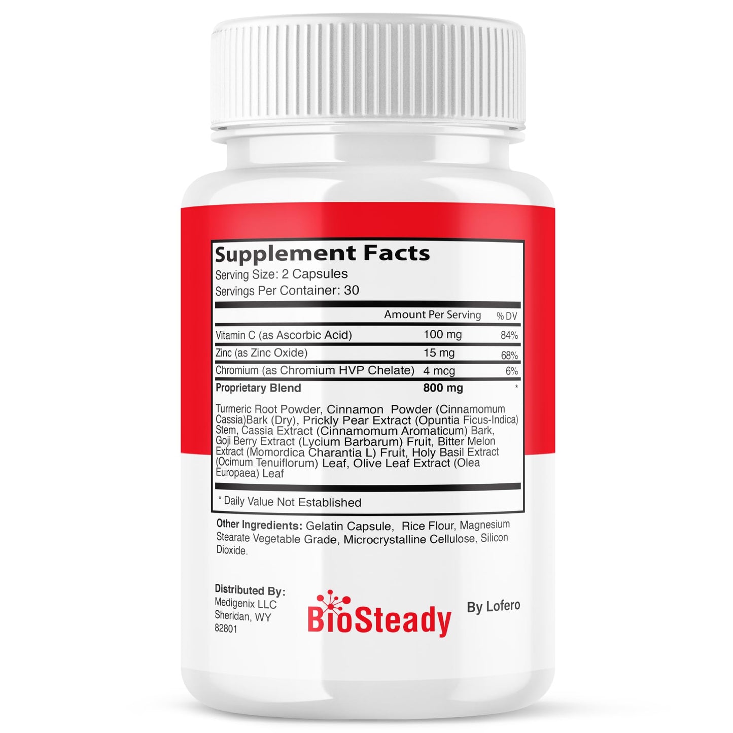 Lofero Biosteady Capsules Premium Wellness Formula Advanced Maximum Strength, 120 Capsules