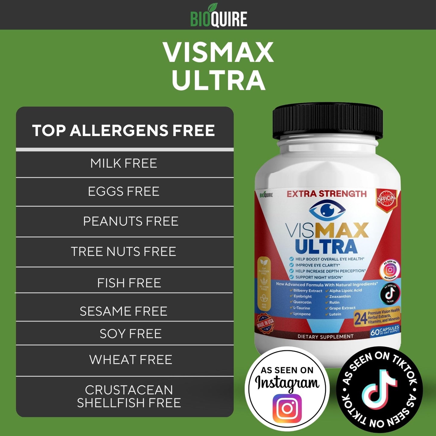 BIOQUIRE Vismax Ultra Vision Support Supplement Capsules, 60