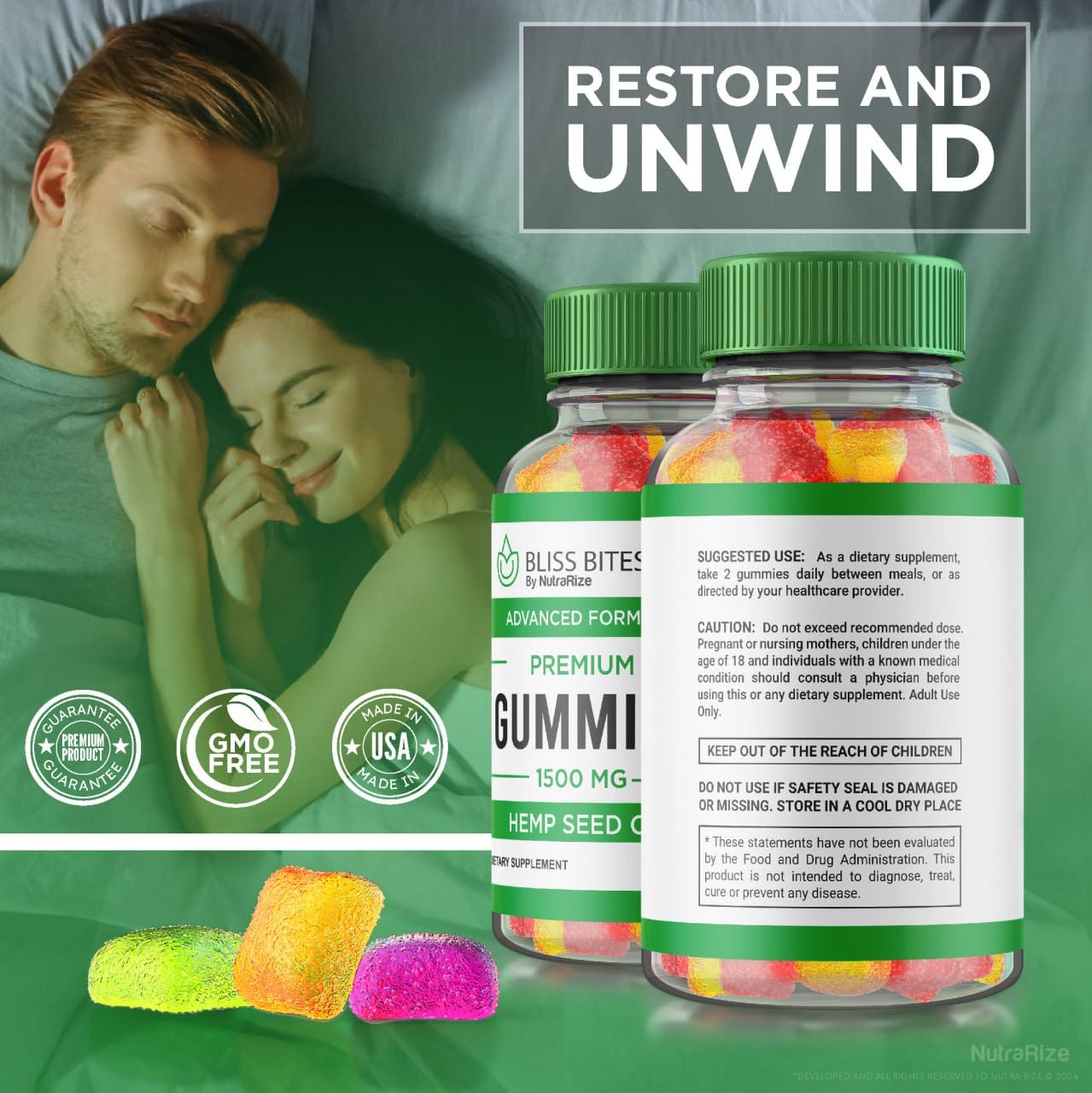 NutraRize Bliss Bites Premium Gummies, 60 Count