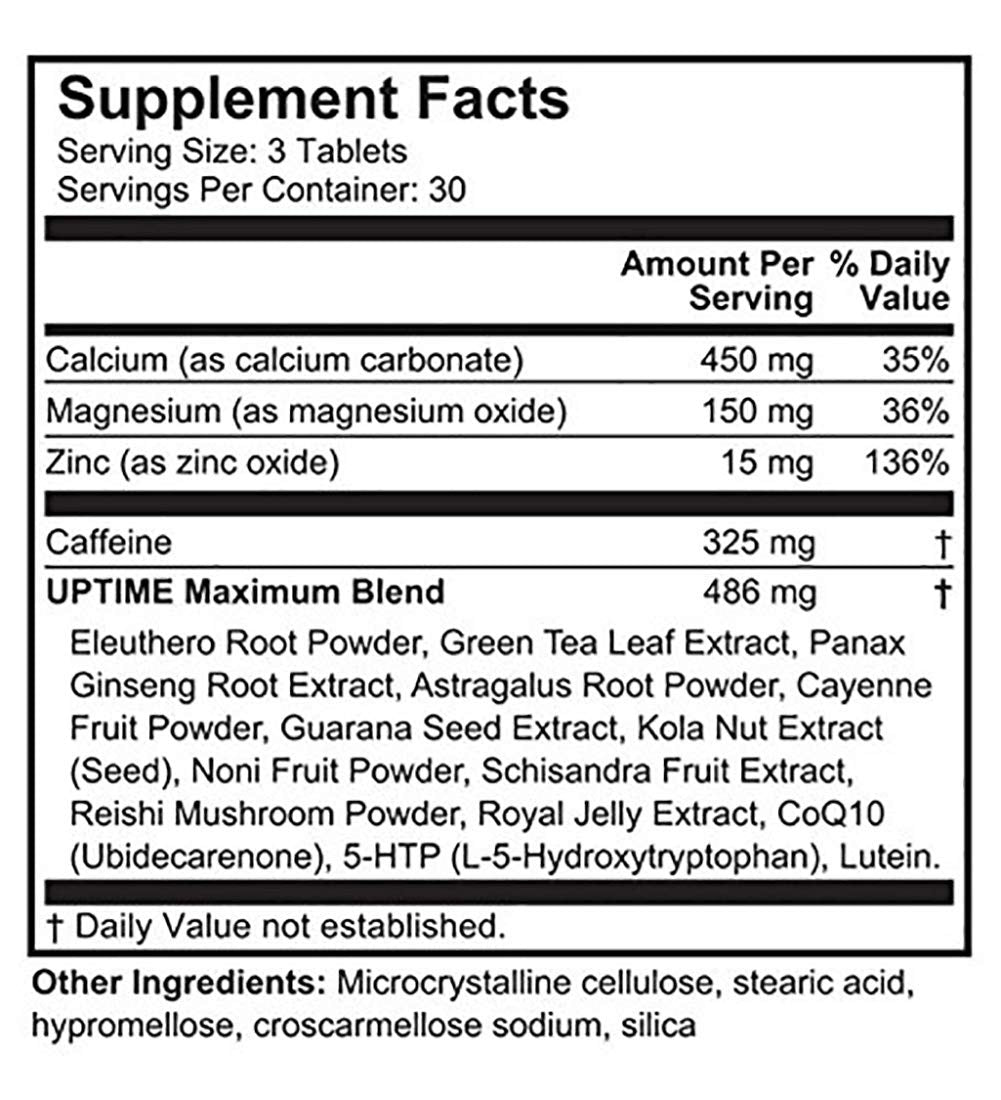 UPTIME Maximum Energy Tablets 90 Count