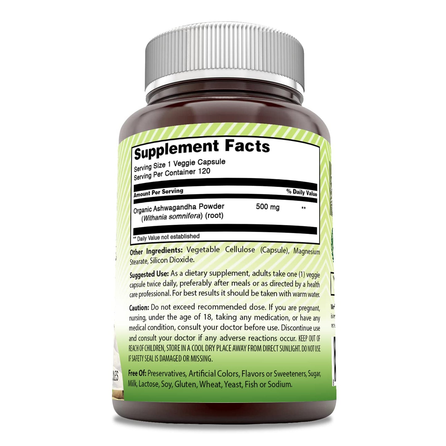 Amazing India Ashwagandha Supplement Capsules 120 Count