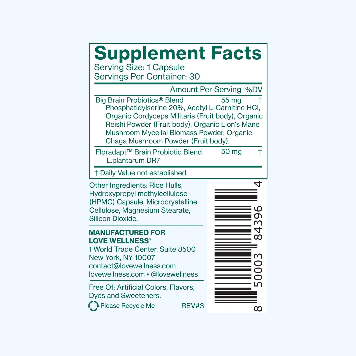 Love Wellness Daily Love Multivitamin & Big Brain Probiotics Capsule 30 Count