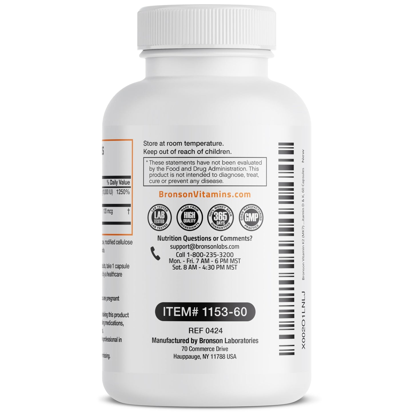 Bronson Vitamin K2 (MK7) with D3 Extra Strength Capsules, 60 Count