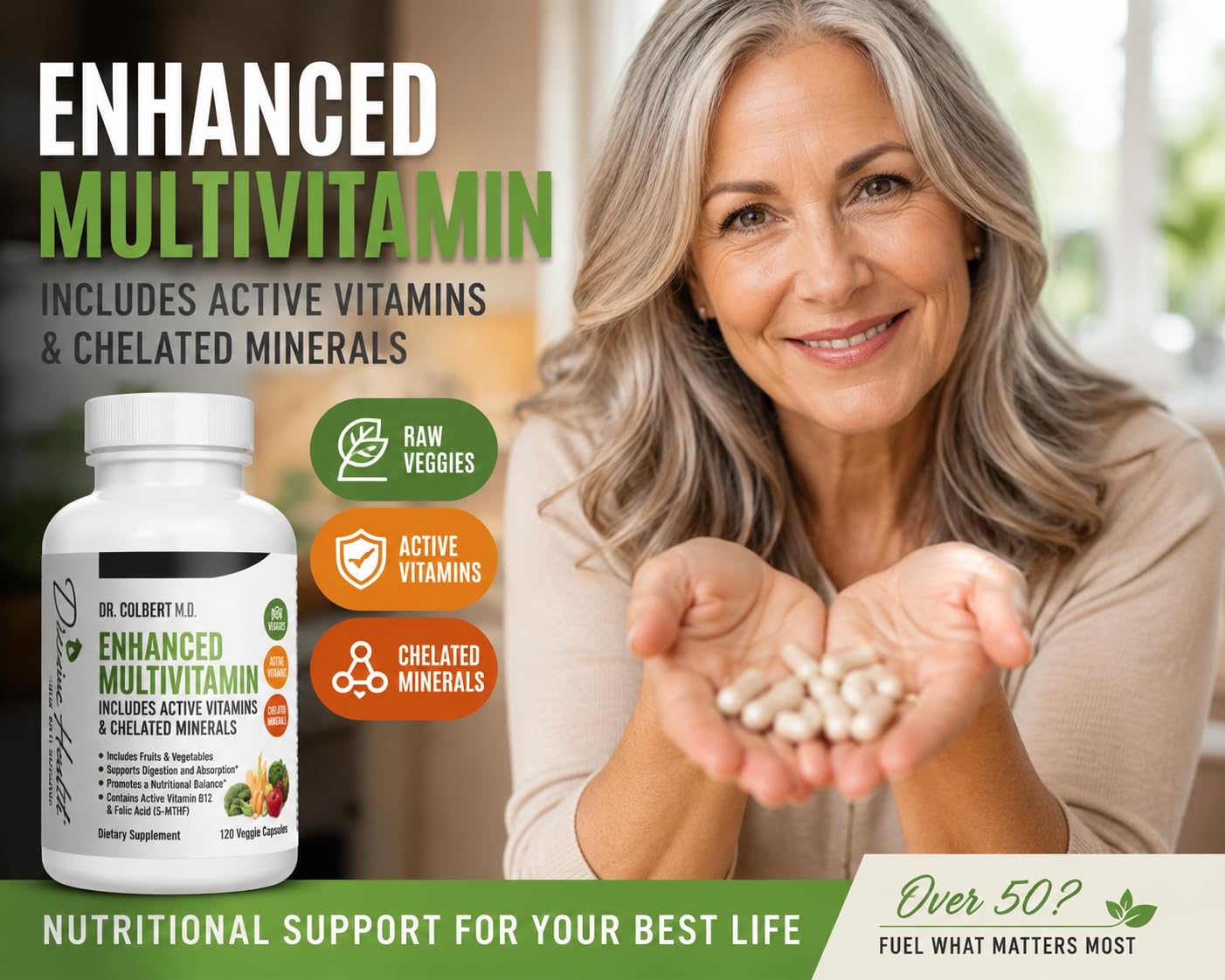Divine Health Dr. Colbert Enhanced Multivitamin Plus Chelated Minerals Active B Vitamins Capsule, 1 Capsule