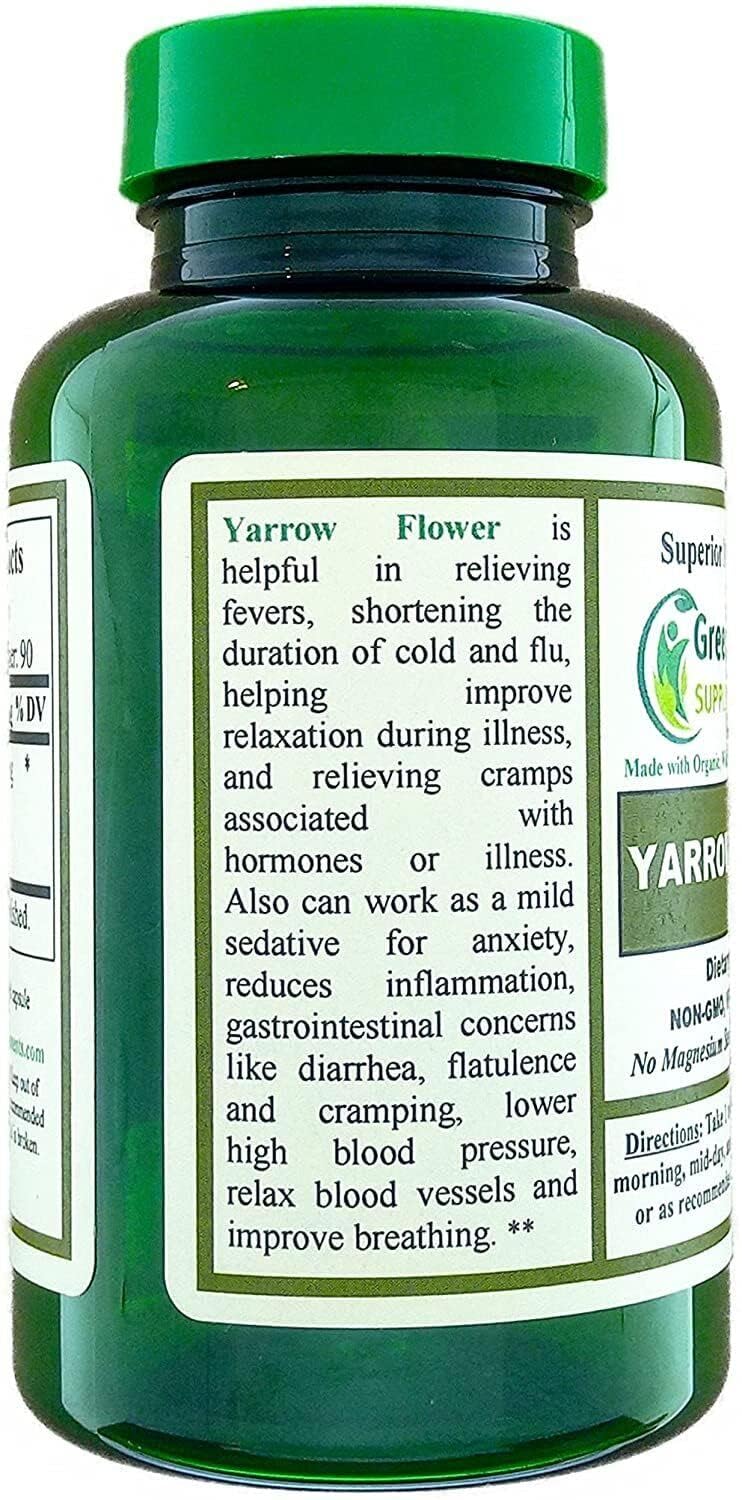 Green Organic Supplements Yarrow Flower Capsules 90 Count