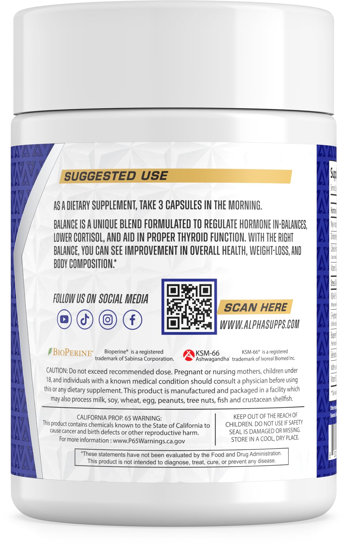 Alpha Supps Alpha Balance Capsules, 90 Count